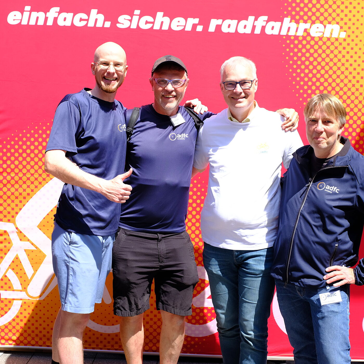 Christoph, Carsten, Marc und Jochem vom ADFC in Arnsberg und dem ADFC NRW haben im Rahmen der Schwerpunktaktion in Arnsberg Neheim am 30.05.2026 viel auf die Beine gestellt. 